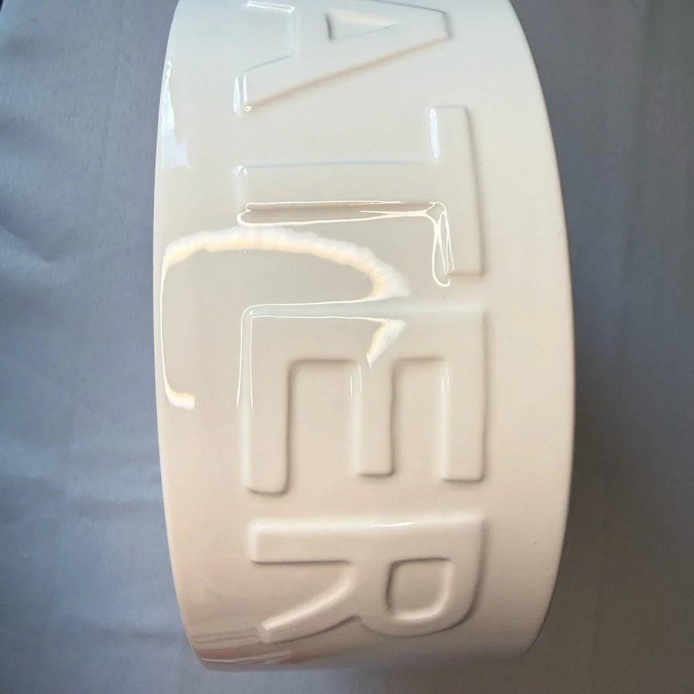 Park Life Design White Ceramic Classic Pet “Water”Bowl Large